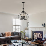 6-Light Black Farmhouse Chandelier - 19.6 Inch Industrial Pendant Light