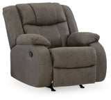 Design by Ashley First Base Modern Faux Leather Rocker Recliner, Gray