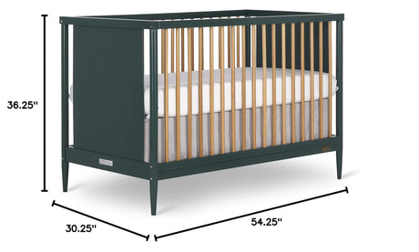 Clover 4-in-1 Modern Island Crib with Rounded Spindles in Olive, Convertible Crib, Mid-Century Meets Modern, Coordinates with The Clover Changing Counter