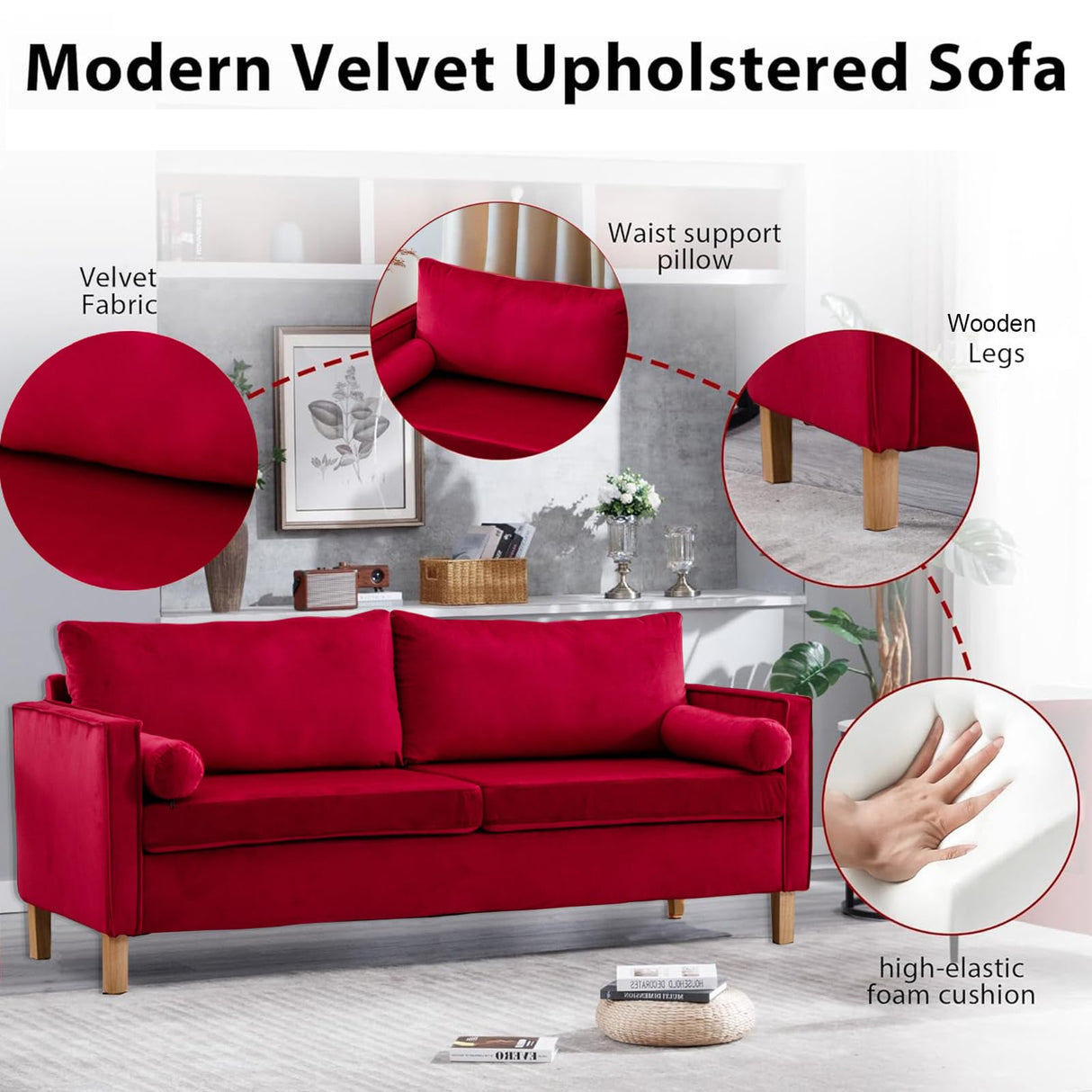 Upholstered Velvet Loveseat 70 Inches Sofa Double Small Sofa with 2 Seats