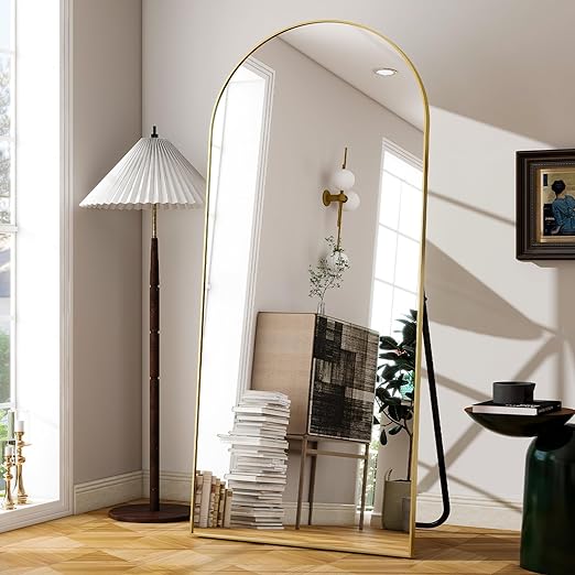 64"x21" Arched Full Length Mirror Free Standing Leaning Mirror Hanging Mounted Mirror Aluminum Frame