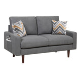 Benjara NIU 59 Inch Loveseat, 2 Throw Pillows, Cushioned Seats