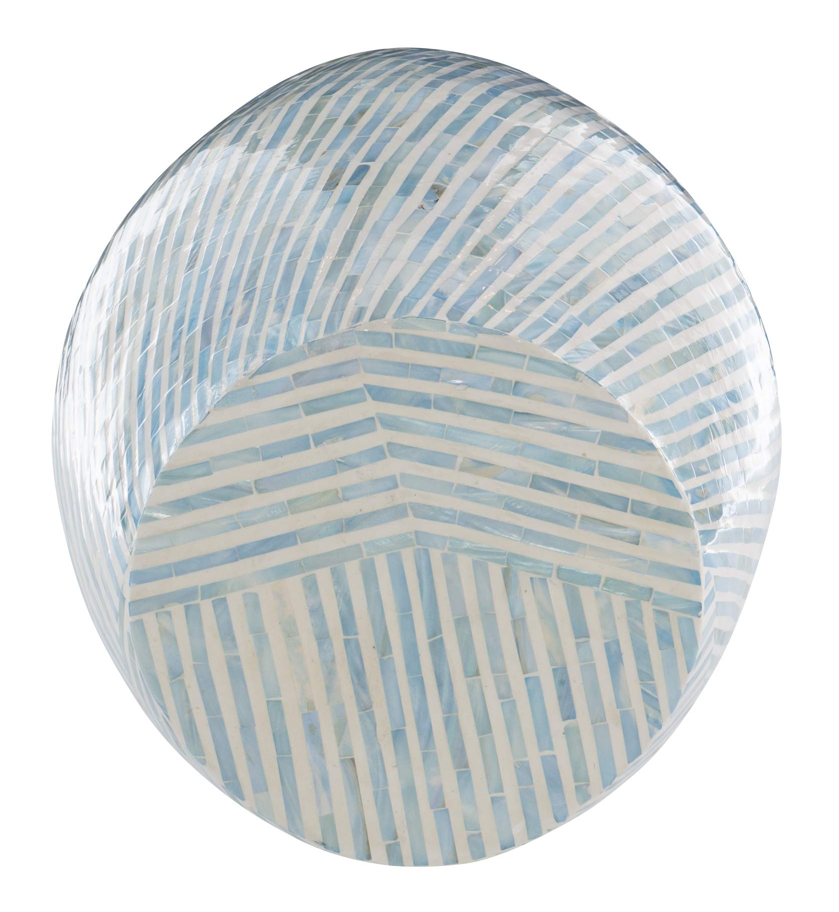 Ivory and Blue Capiz Drum Tylin Accent Table