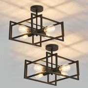 Modern Black Flush Mount Ceiling Light - 2 Pack
