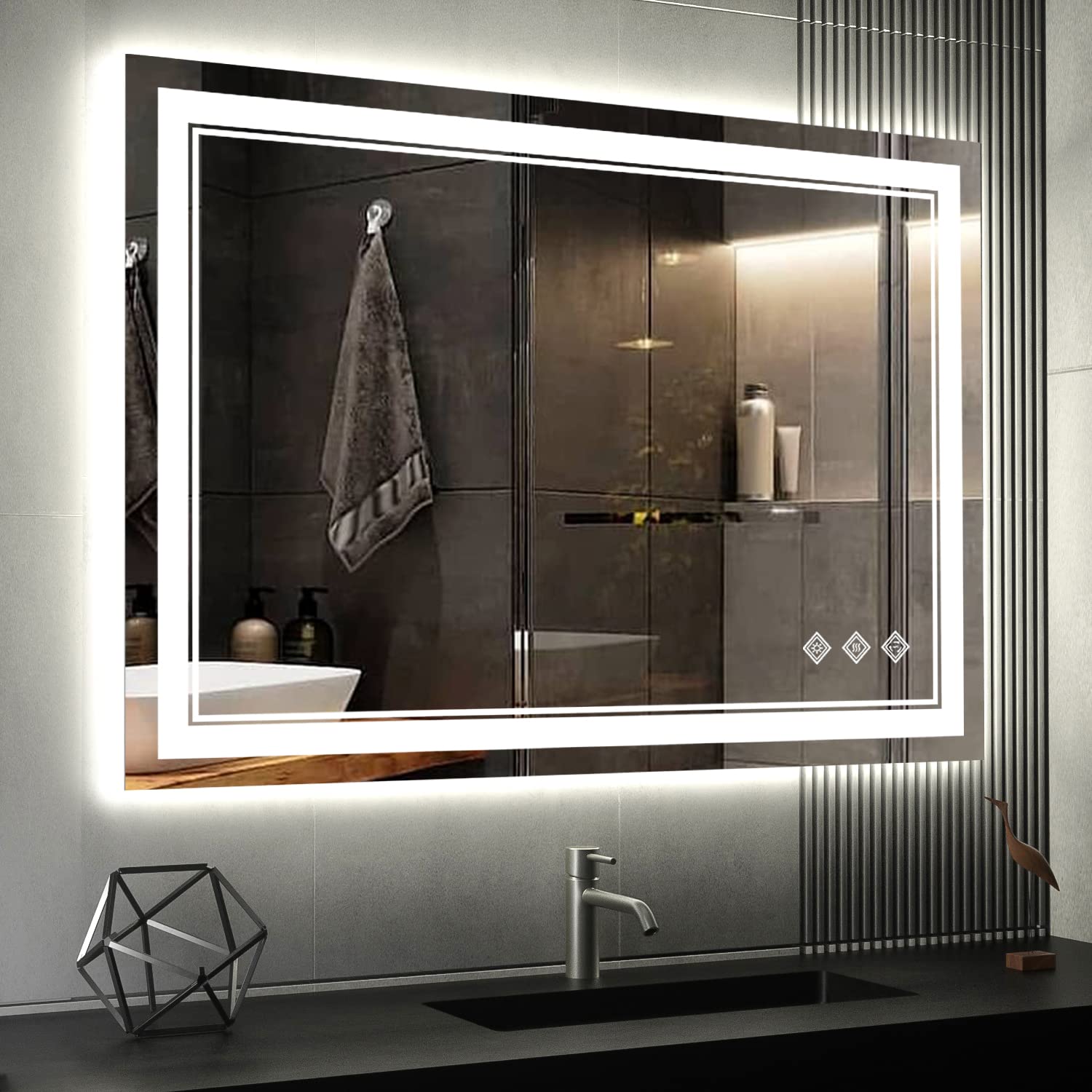 Lighted Bathroom Mirror,  Gradient Front and Backlit LED Bathroom Mirror