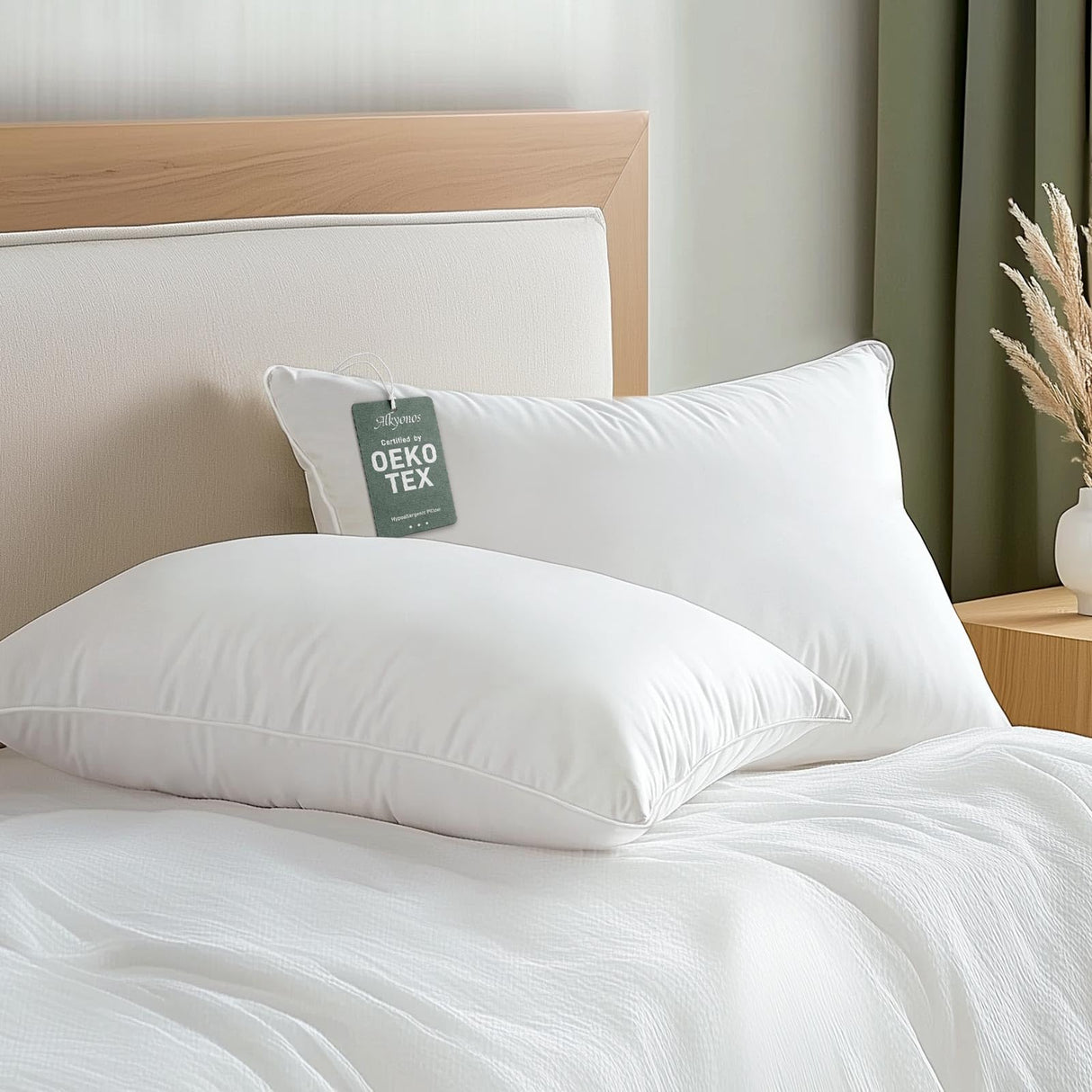 Hypoallergenic Bamboo Viscose Shell, Soft Bed Pillows King Size Set of 2