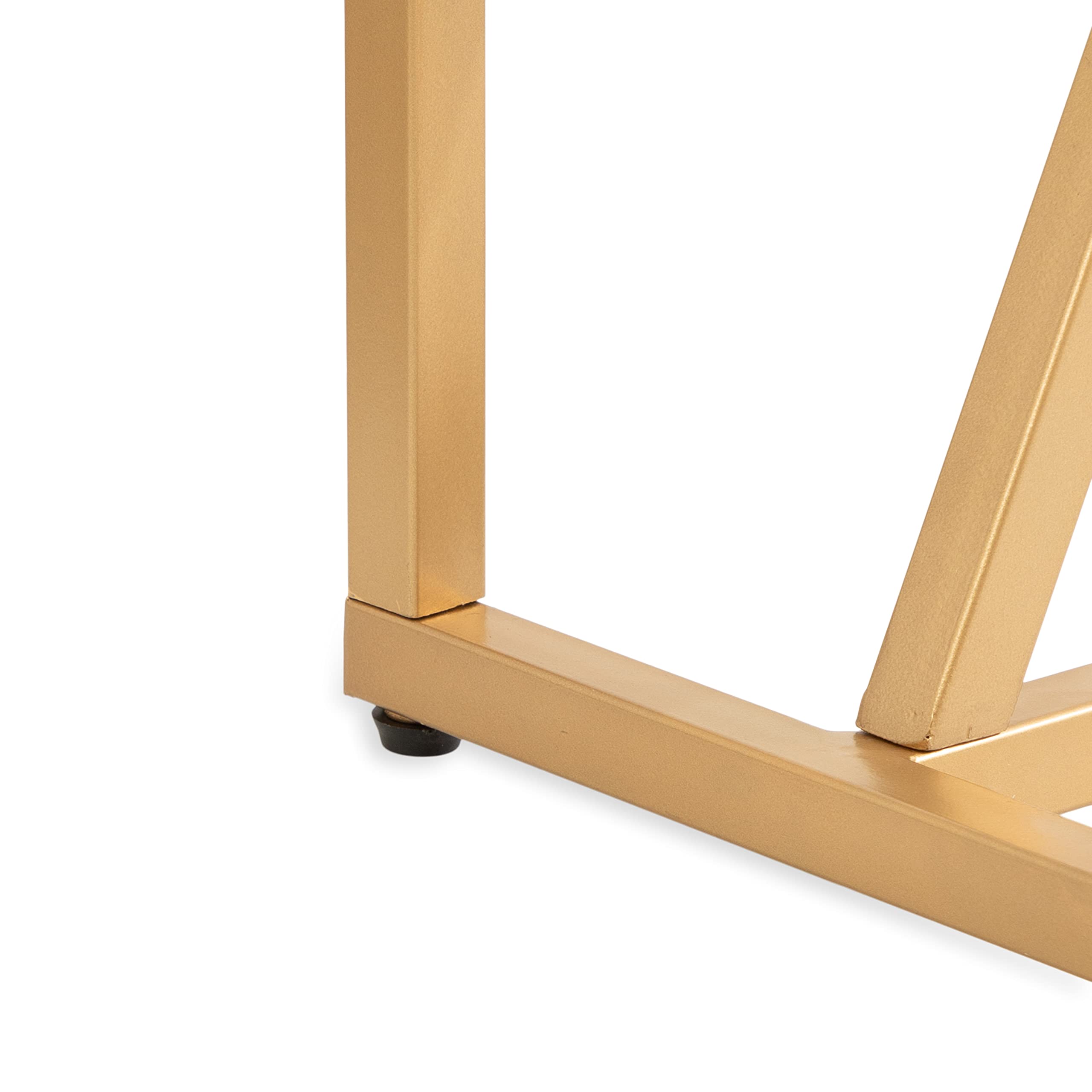 Laurel Kaya Modern Glam Console Table, 30 x 30 x 10, White and Painted Gold, Rectangle