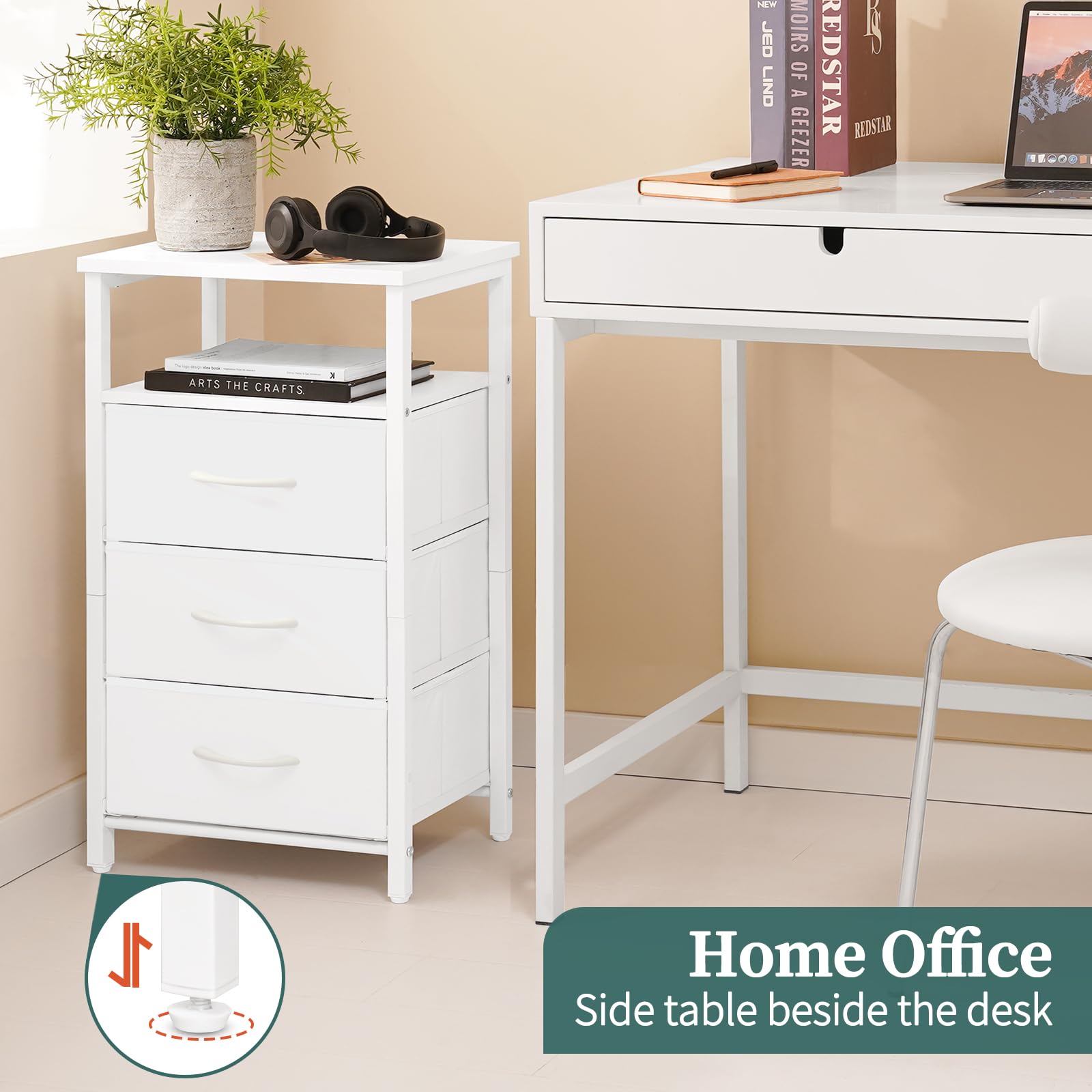 Night Stand with Charging Station, 16 Colors LED Nightstand