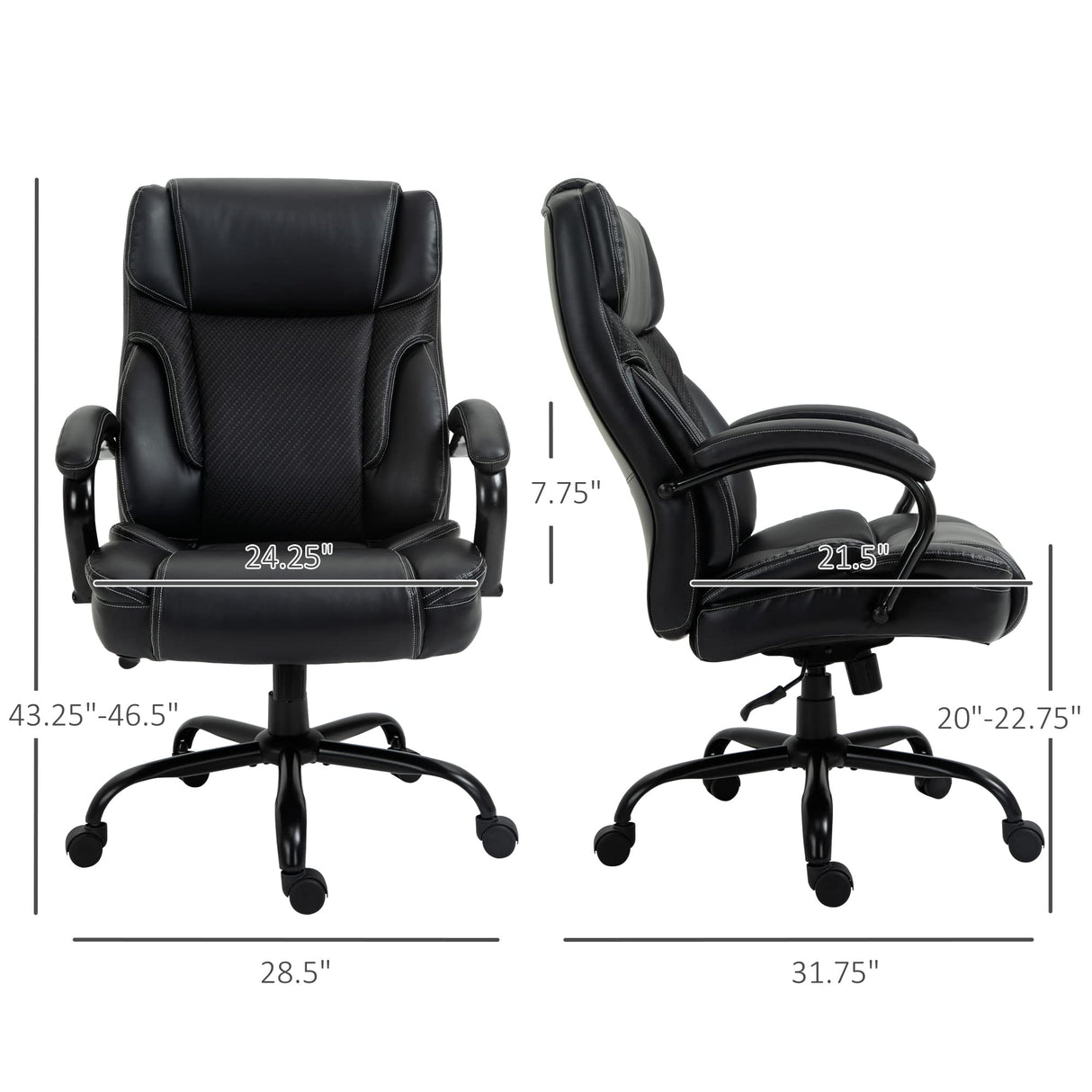 484LBS Big and Tall Ergonomic Executive Office Chair with Wide Seat, High Back