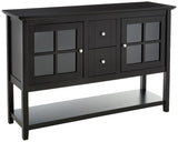 Charlotte Classic Glass Door Storage Buffet, 52 Inch, Black