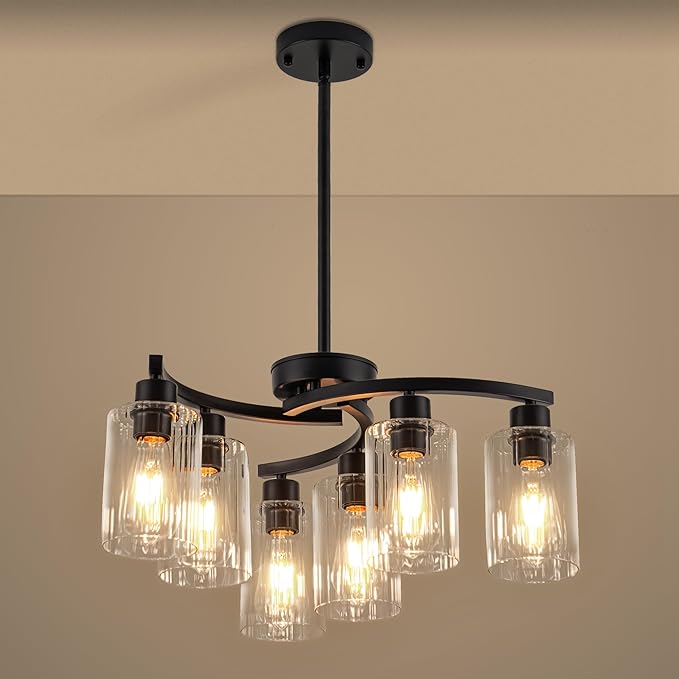 Black Chandelier, 3 Light Chandeliers for Dining Room Light Fixtures Over Table