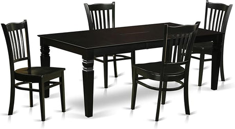 LGGR9-LWH-W 9 Piece Kitchen Table Set Includes a Rectangle Dining Table with Butterfly