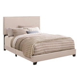 Wooden Full Bed with Padded Headboard, Ivory,