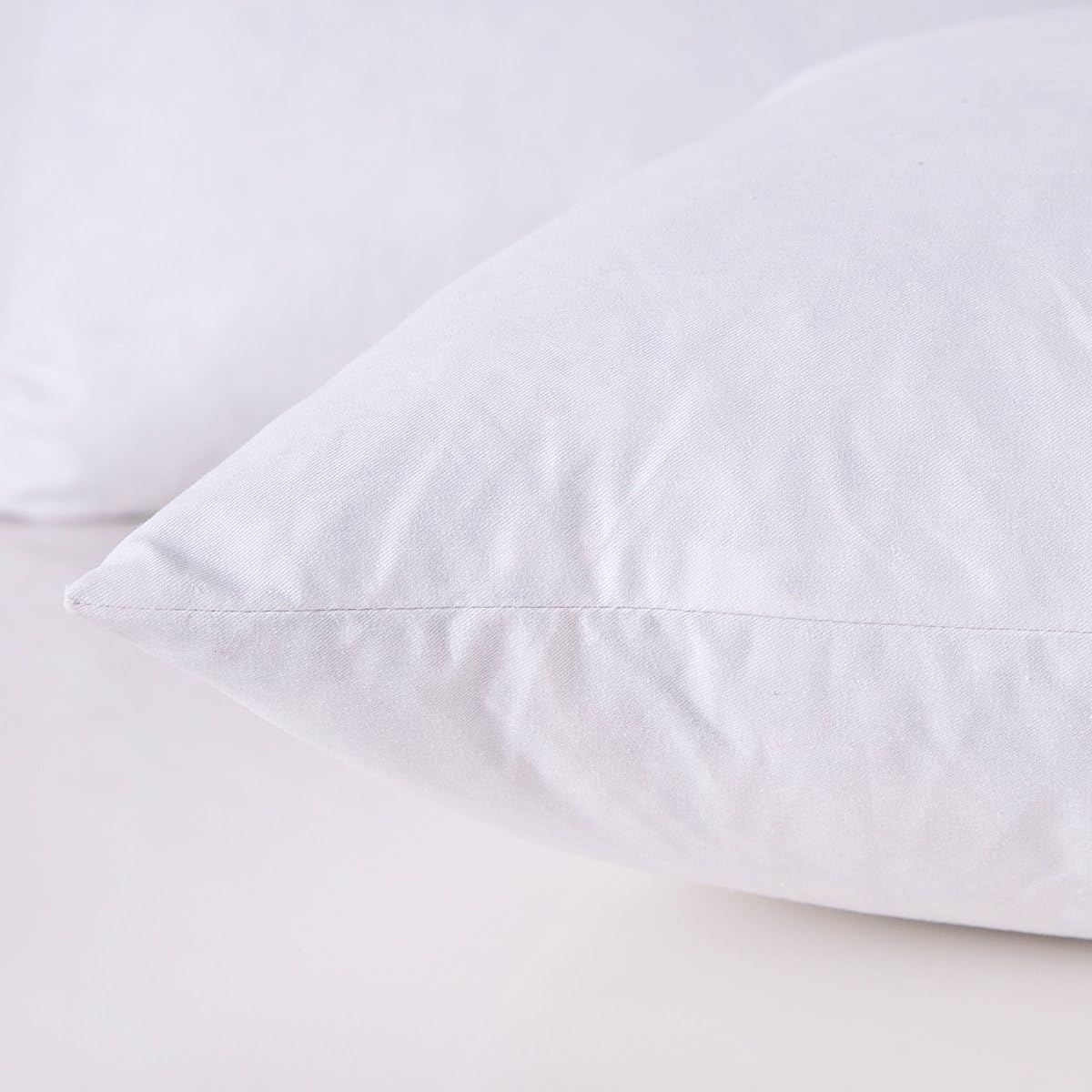 HOMESJUN Throw Couch Pillows Inserts, Set of 2 Down Feather Pillows Inserts Bed and Cotton Cover, 18x18 Inches