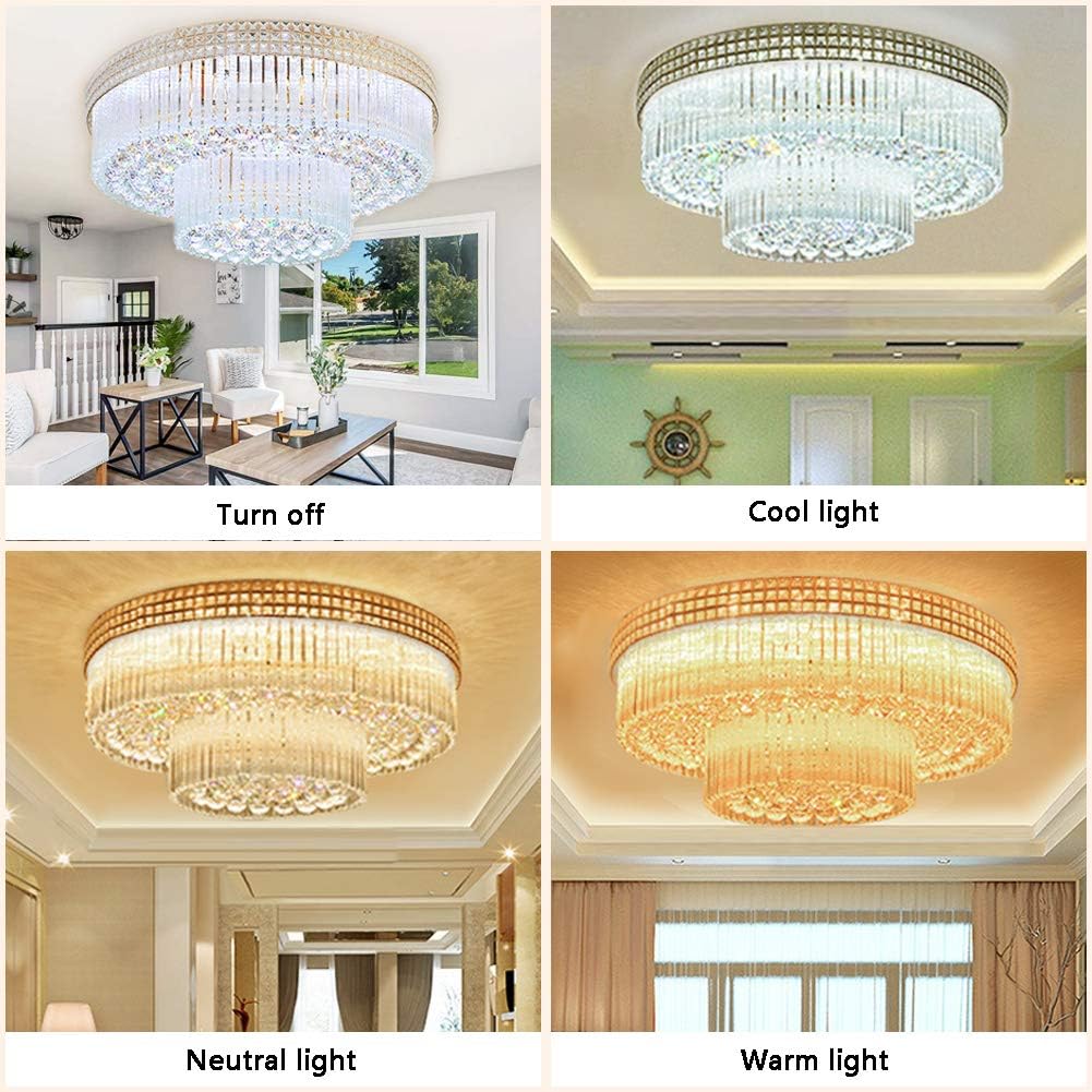 23.6inch Modern K9 Crystal Chandelier Luxury Ceiling Lamp Flush Mount