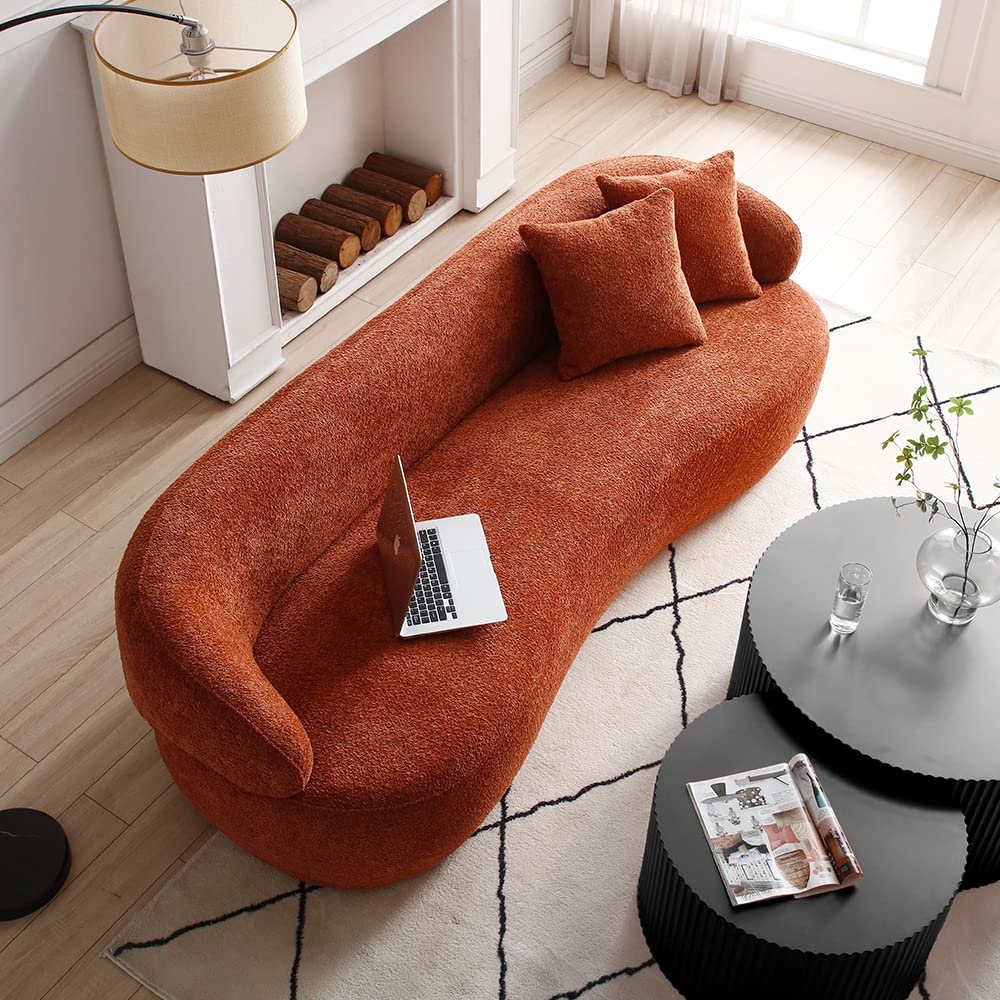 86" Curved Sofa, Modern Upholstered Boucle Curved Couch