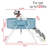Elevated Dog Bath Tub with Stairs - Portable Foldable Wash Station for Medium to Large Dogs