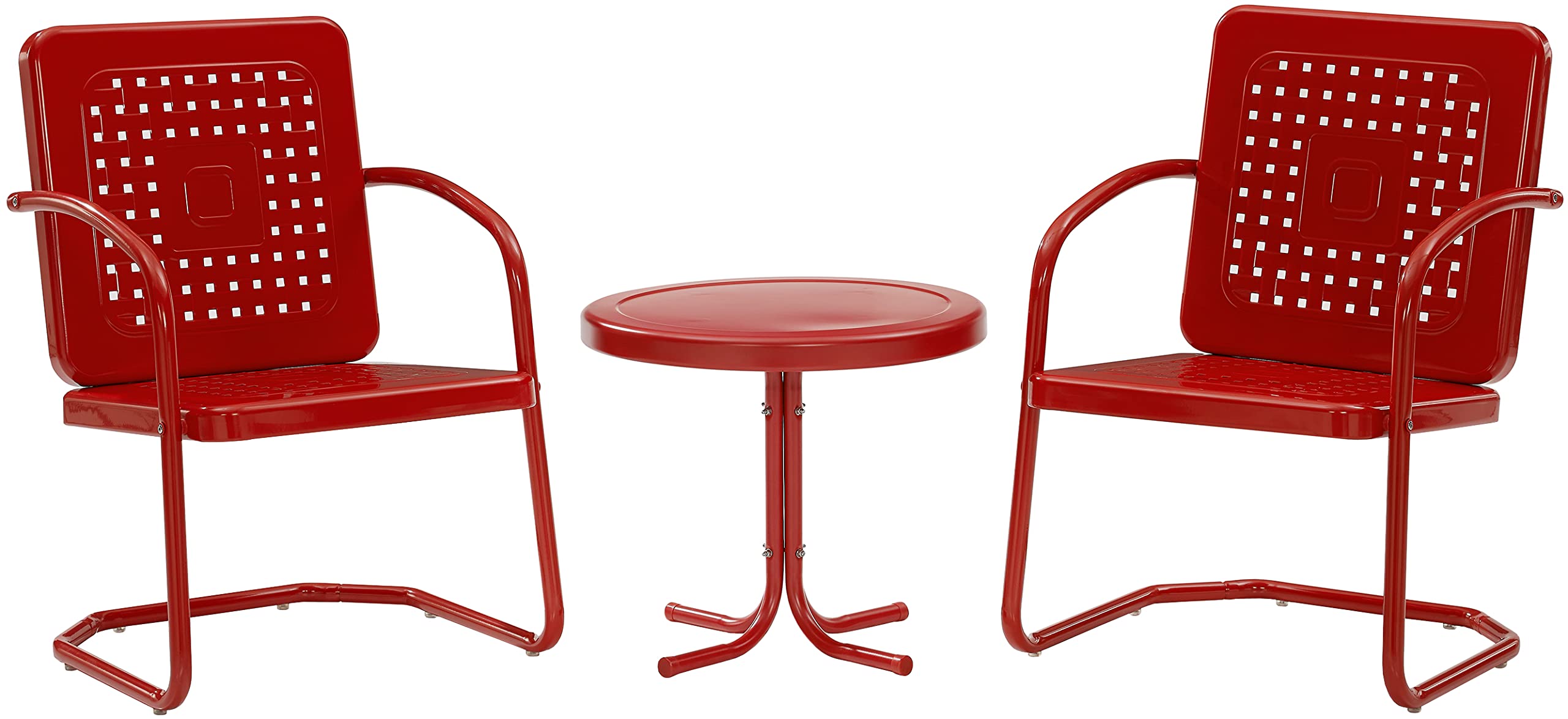 Bates 3-Piece Outdoor Chair and Side Table Set, Retro Metal Bistro Patio Conversation Sets