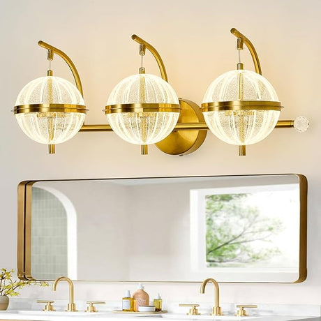 4W Gold Bathroom Light Fixtures Modern LED Vanity Light with Globe Acrylic LampShade 2