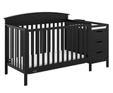 Benton 5-in-1 Convertible Crib with Drawer (Black) - Converts from Baby Crib to Toddler Bed,