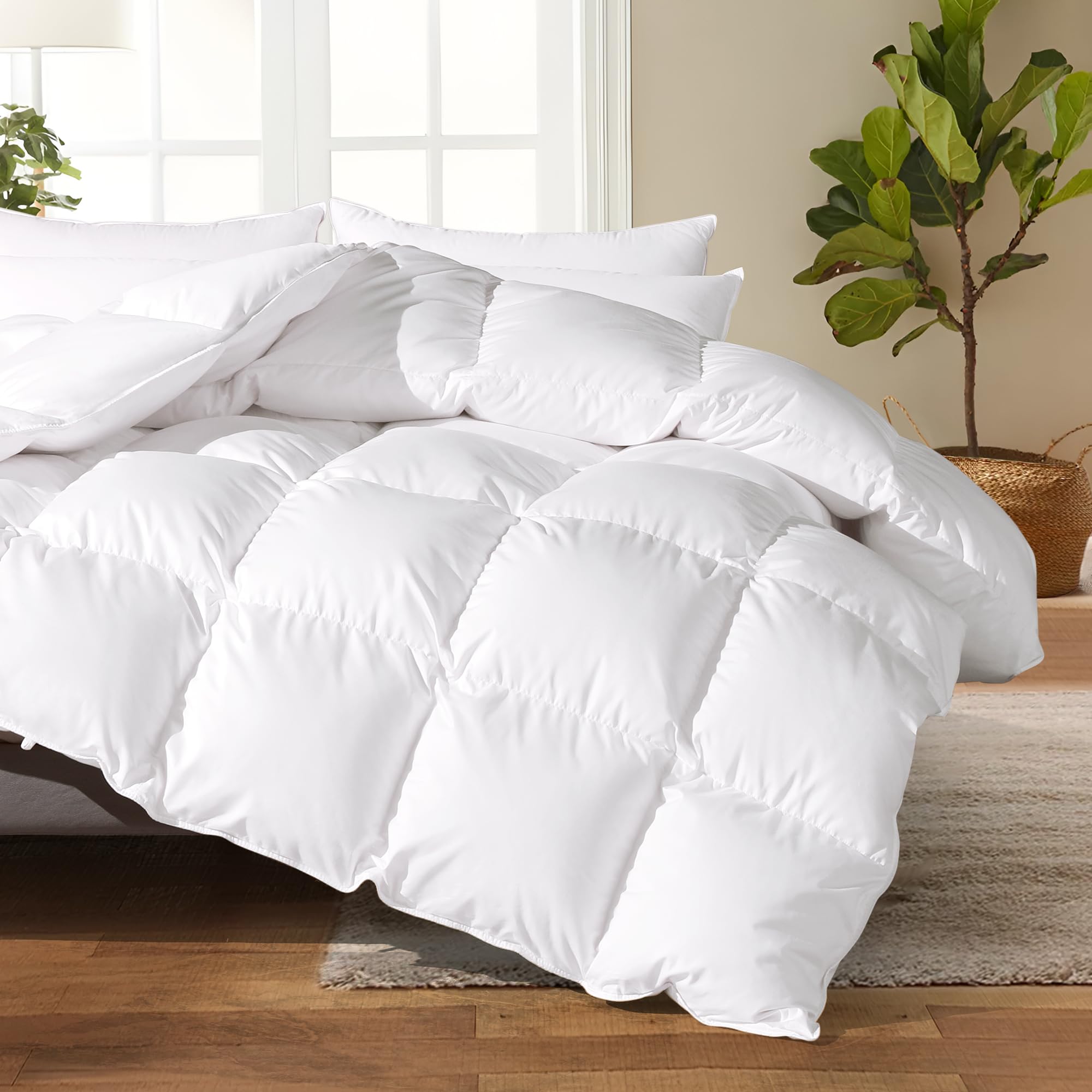 Feather Down Cotton Comforter King Size, All Season 100% Cotton Duvet Insert