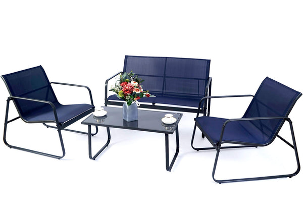 Sofia 4-Piece Patio Outdoor Furniture Set with Strong Powder Coated Metal Frame