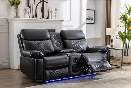 M046 Power Reclining Loveseat with Built-in Bluetooth Speakers, Console