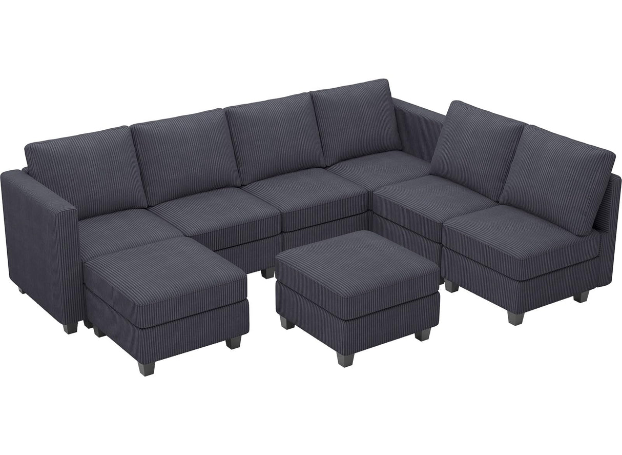 Oversized Modular Couch with Storage Ottoman Large Corduroy Sectional Couch