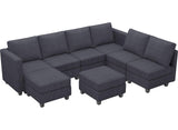 Oversized Modular Couch with Storage Ottoman Large Corduroy Sectional Couch