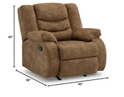 Partymate Contemporary Faux Leather Manual Rocker Recliner, Dark Brown