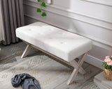 Fabric Upholstered Entryway Bench Seat, 36 inch Bedroom Bench Seat with X-Shaped Wood Legs for Living Room,