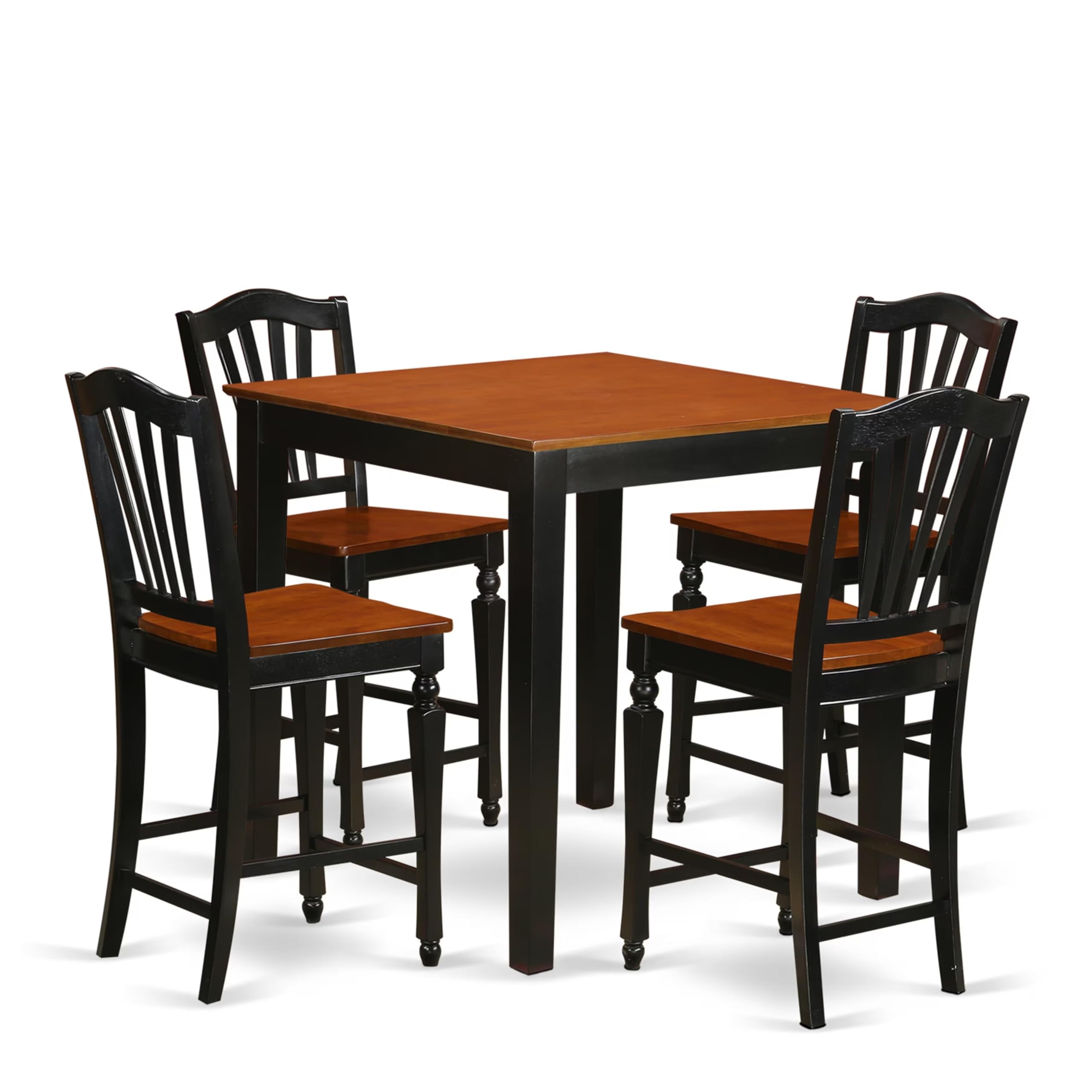 PBCH5-BLK-W 5 Piece Kitchen Counter Height Dining Table Set Includes a Square Dining
