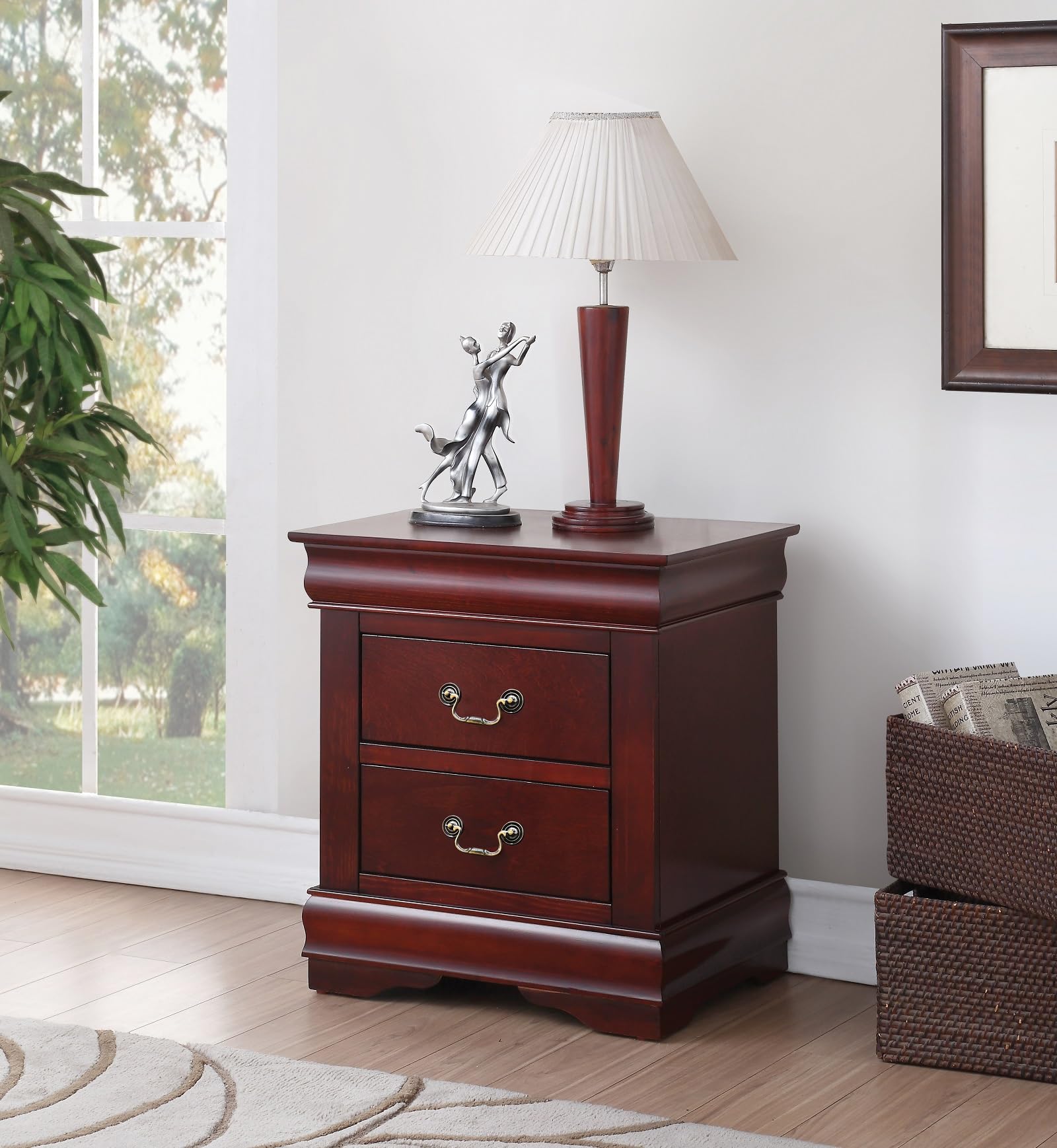 Nightstand with 2 Drawers Traditional Rectangular Side Table