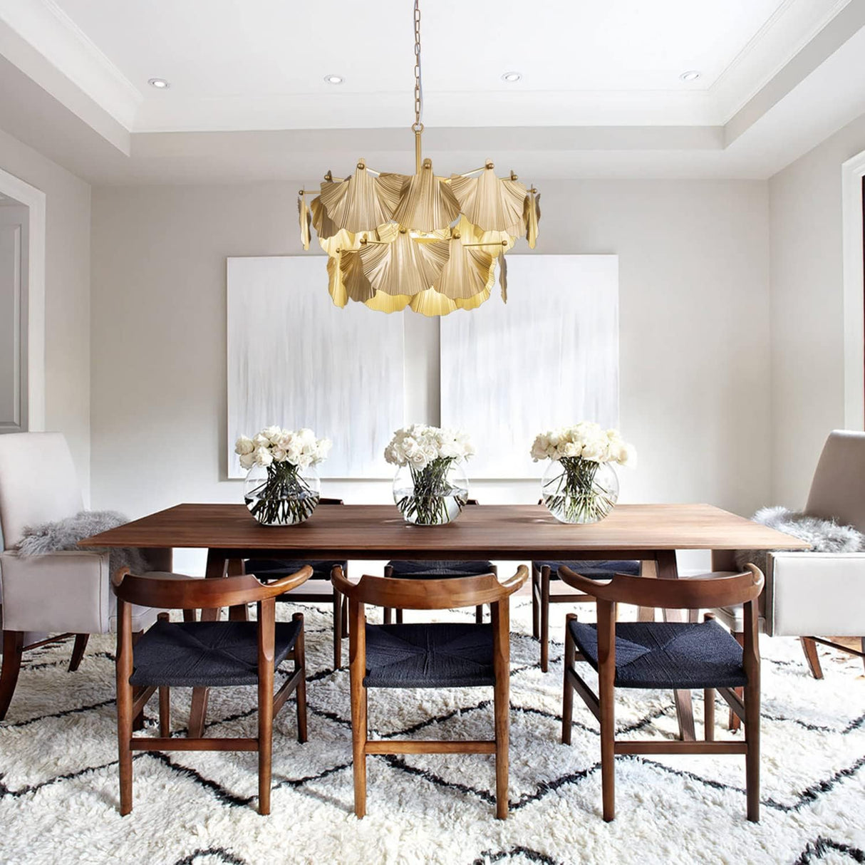 Modern Farmhouse Chandelier, 8 Lights Gold Chandeliers for Dining Room