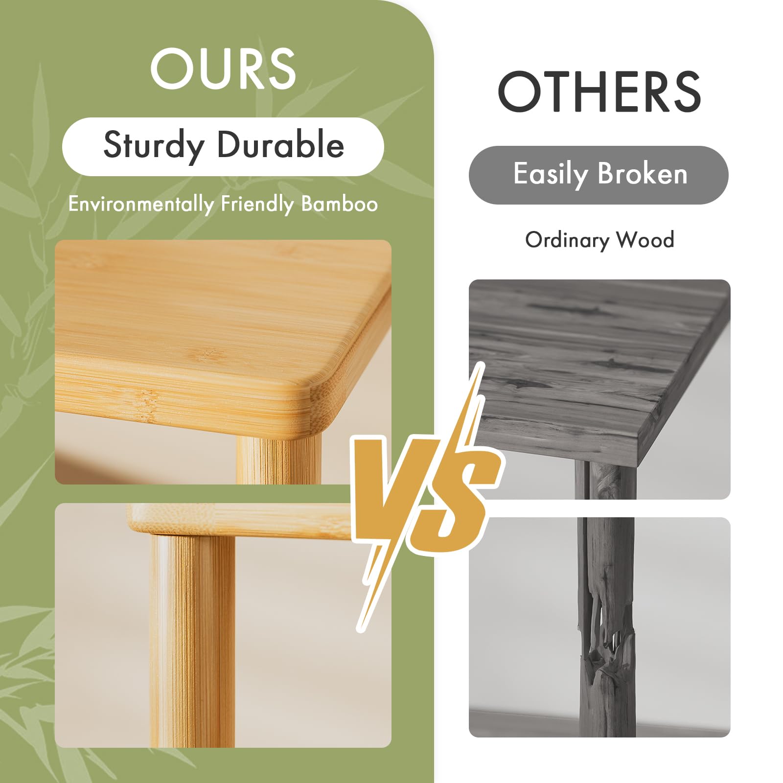 Bamboo TV Stand for 60-65 Inch TVs with 3-Tier Storage