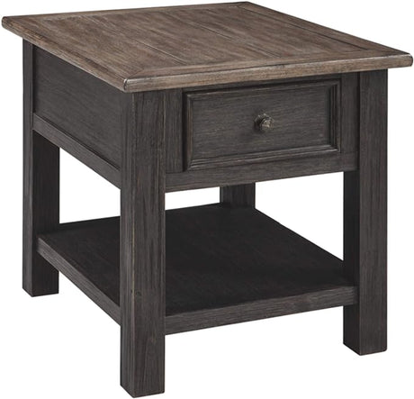 Wyndahl Rustic Rectangular End Table, Distressed Dark Brown Finish