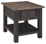 Tyler Creek Rustic End Table with Storage Drawer and Fixed Shelf, Brown & Black