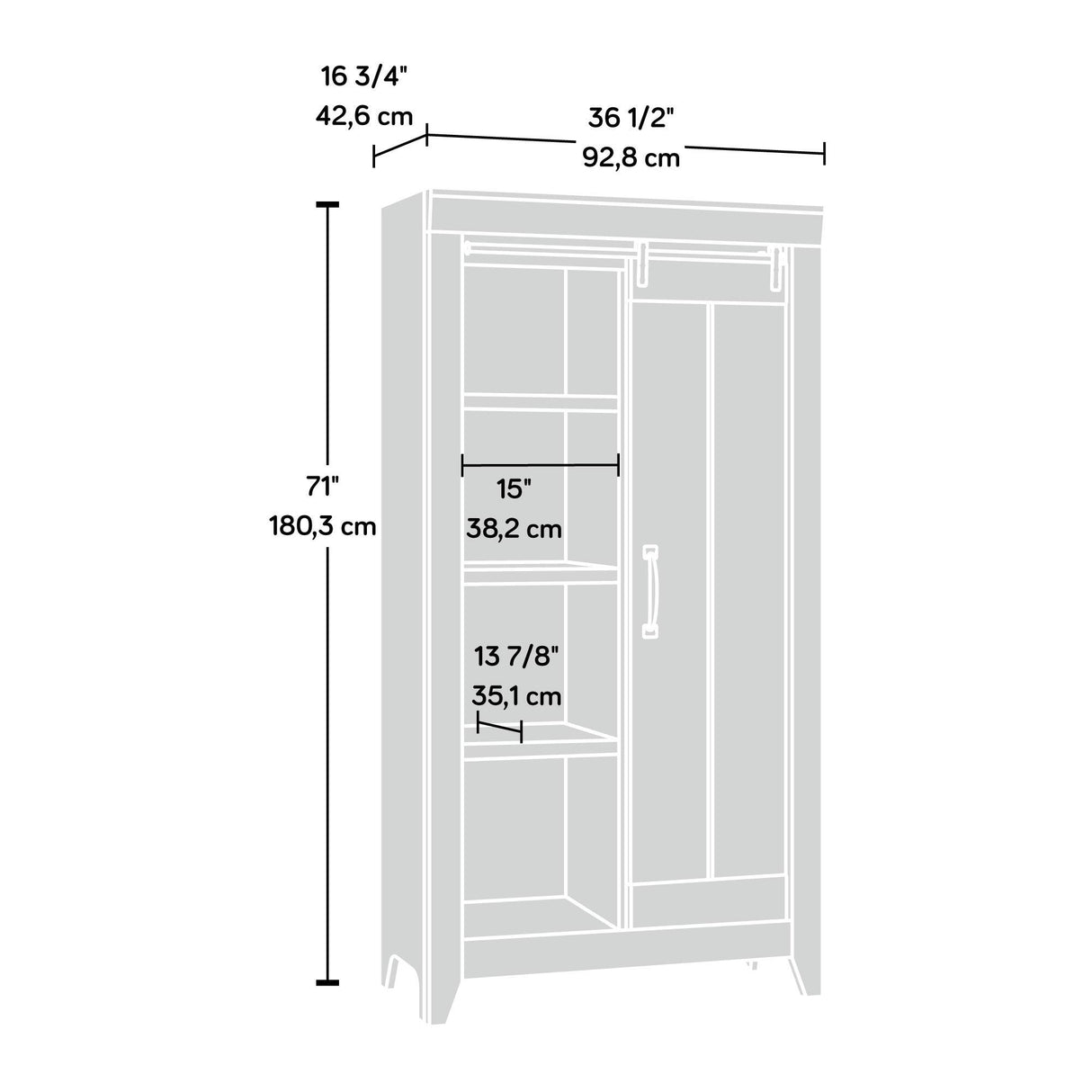 Adept Storage Pantry cabinets, ‎L: 36.61" x W: 16.81" x H: 71.02"