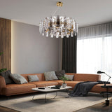 Round Crystal Chandelier, Luxury Ceiling Lighting Lamps 8 Light Gold Chandelier, Modern