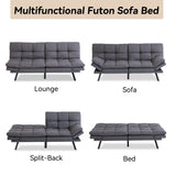 Convertible Futon Sofa Bed Couch,Linen Fabric Memory Foam Futon Couch