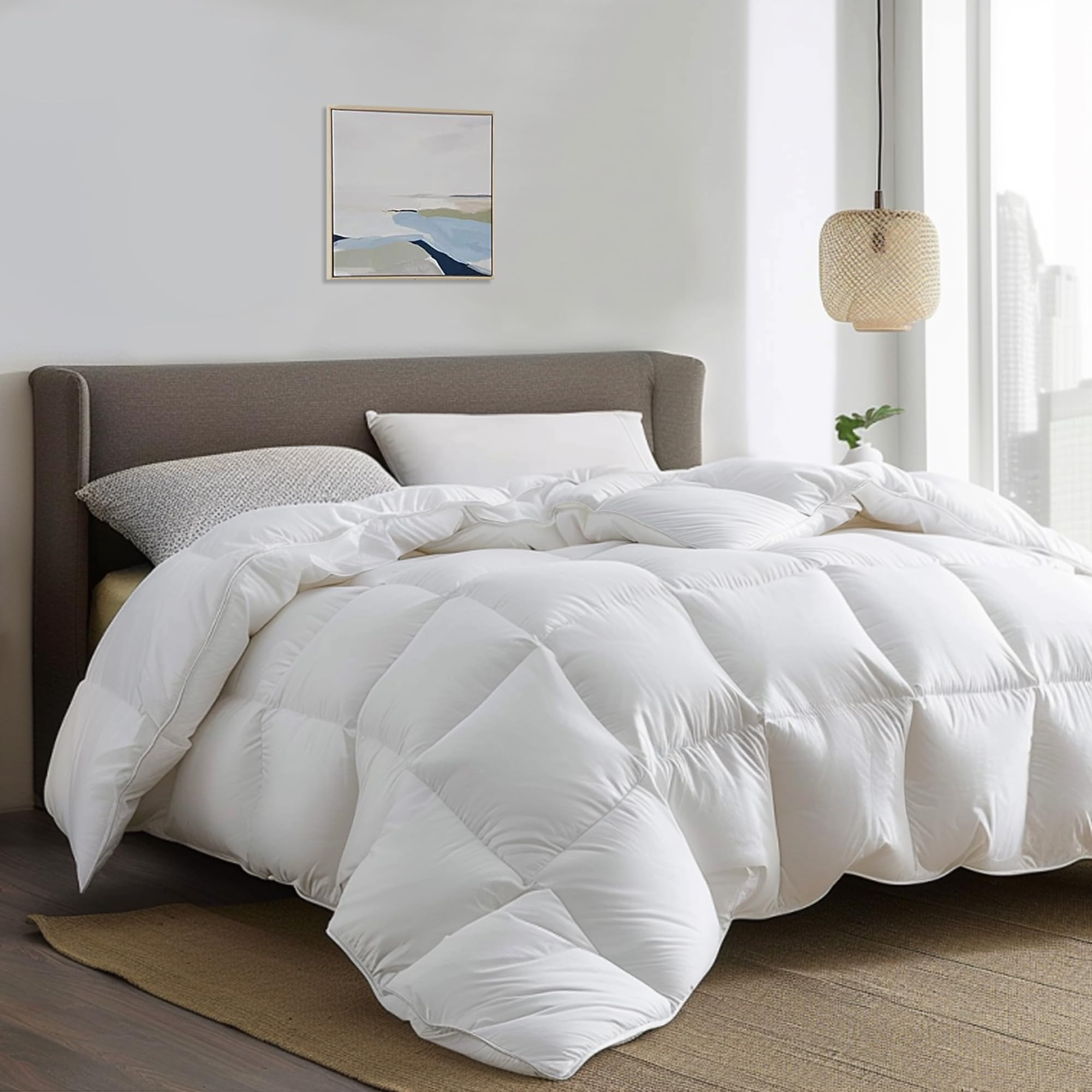 Fiber Comforter Queen Size-All Season Duvet Insert, Luxury Fluffy Bed Comforter
