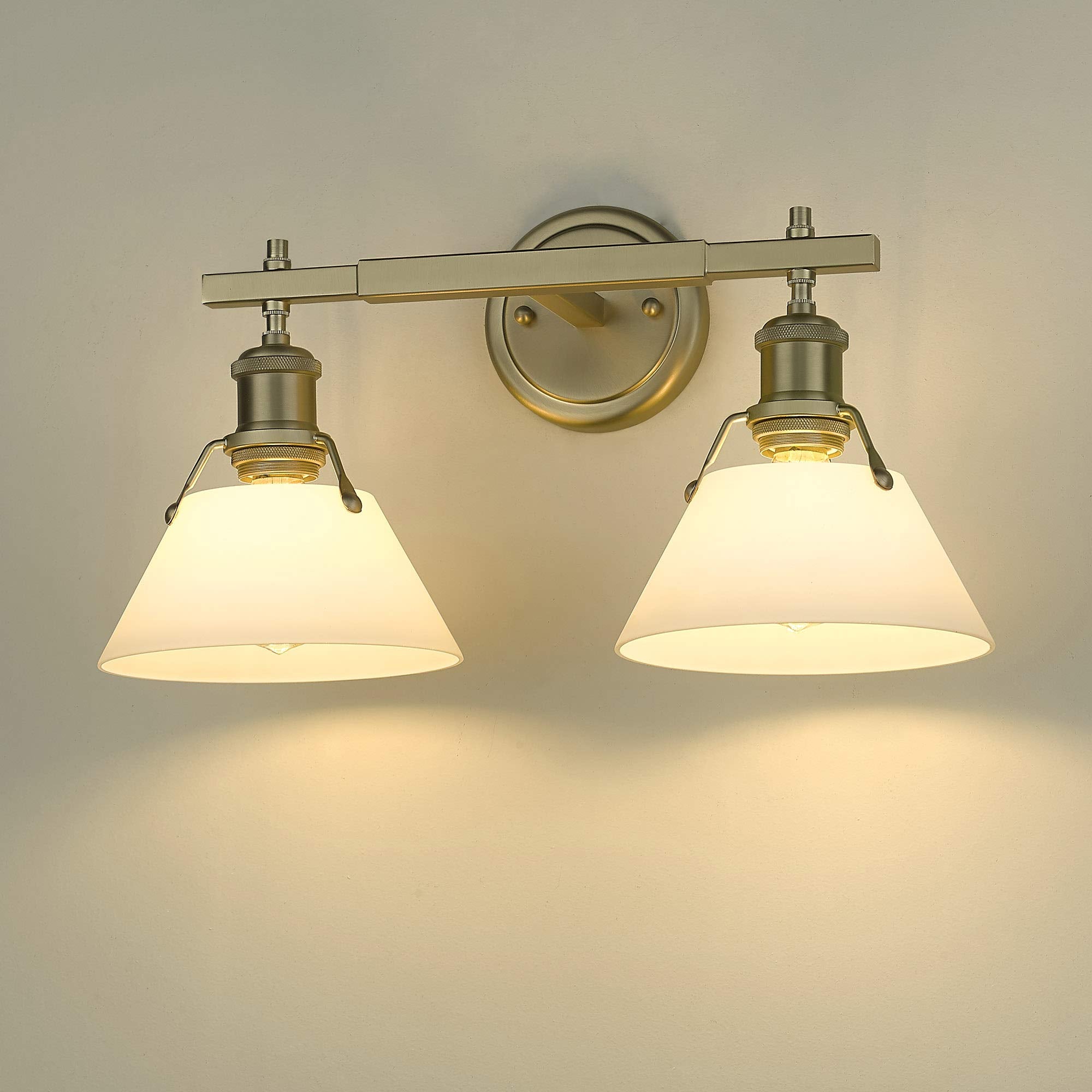 Orwell 2 Light Bath Vanity Brushed Champagne Bronze with Opal Glass Shades