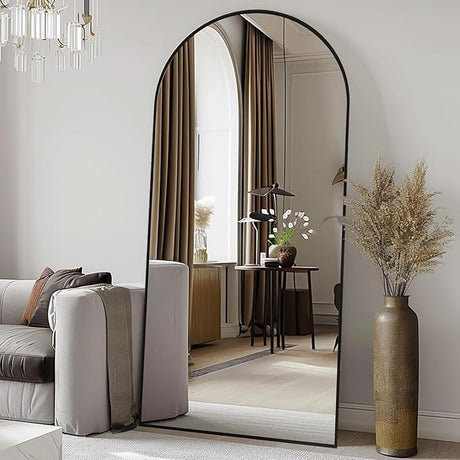 Full Length Mirror, 76"x34" Gold Oversized Tempered Floor Mirrors with Stand