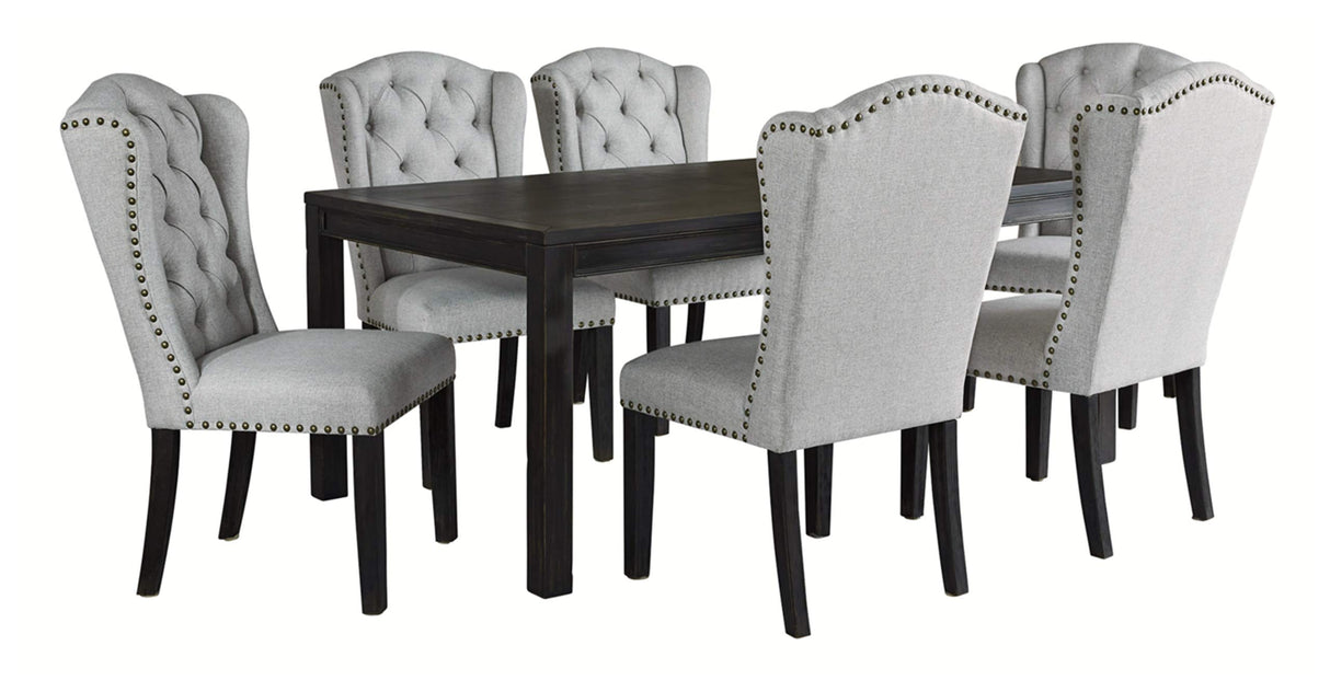 Jeanette Modern Rectangular Distressed Dining Table ONLY, Seats up to 6, Black