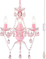 Small Acrylic Crystal Chandelier, Plug in Chandelier Easy to Install,White Chandelier 3