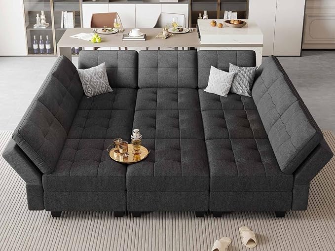 Modular Sleeper Sofa Sectional Couch with Wide Chaises Convertible Sectional Sofa