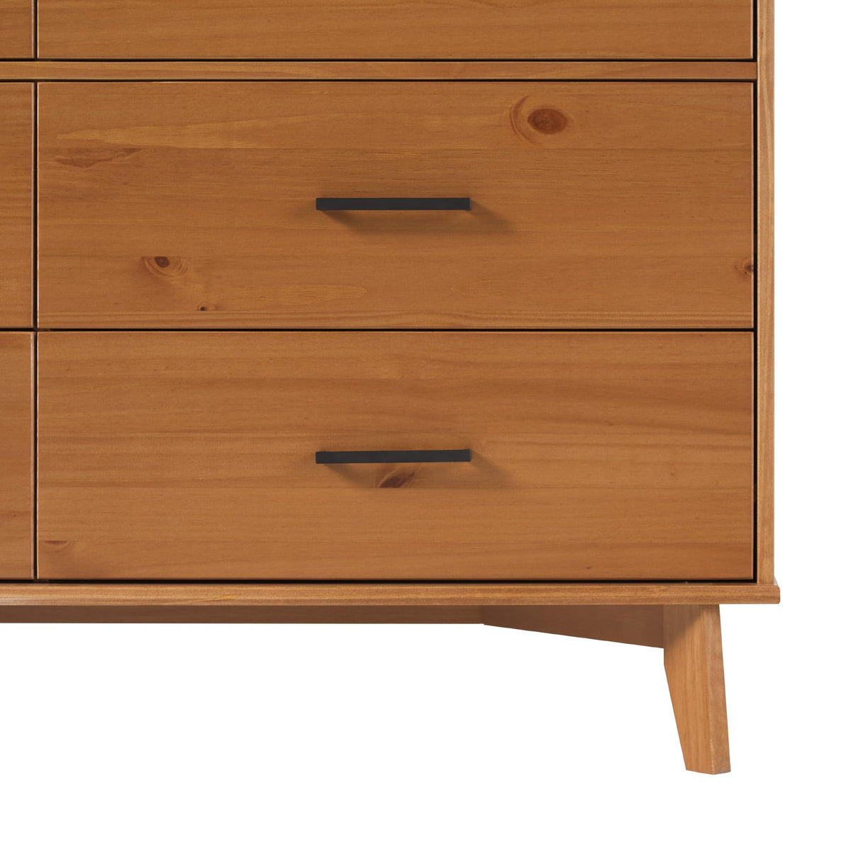 Modern Solid Pine Wood 6-Drawer Dresser with Metal Handles and Generous Storage Space, 52 Inch, Caramel Finish