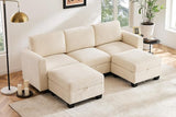 luxury Modular Sectional Sofa w/Storage Seat, 92" U Shaped Modular Couch