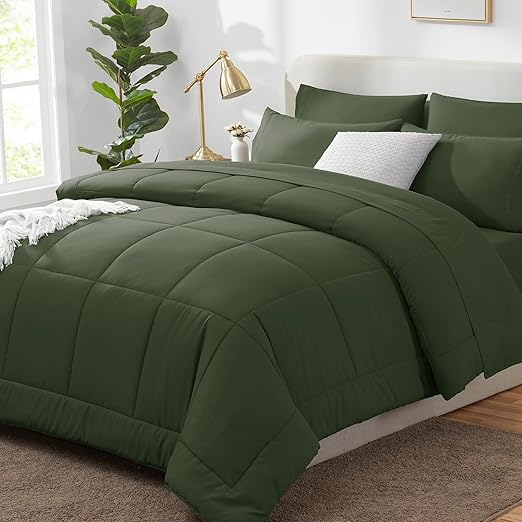 White King Comforter Set - 7 Pieces Bed in a Bag Comforter King Size, Bedding