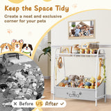 Large Dog Toy Storage Basket with Shelf & Hooks - 23.6" Organizer